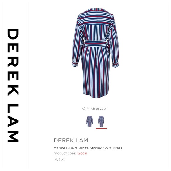 💕SALE💕NWT Derek Lam Red Striped Tie Shirt Dress - Picture 4 of 9